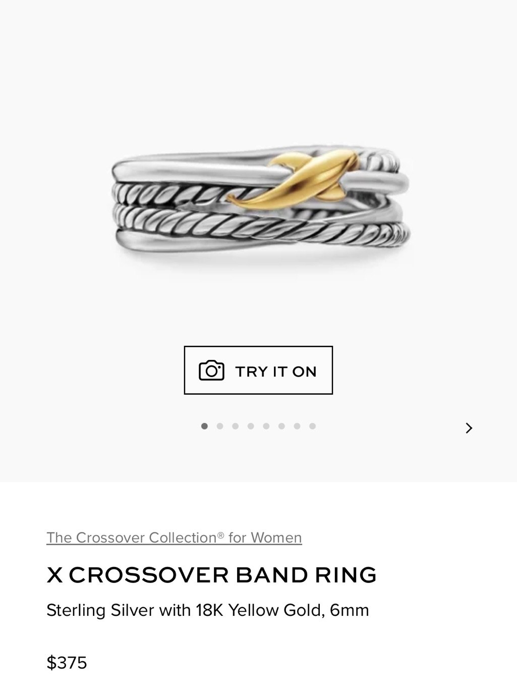 David Yurman X Crossover Band Ring - Sterling Silver With 18k Yellow Gold